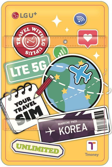 [South Korea] LG U+ Combo Unlimited 4G/5G SIM/eSIM + T-money Transportation Card